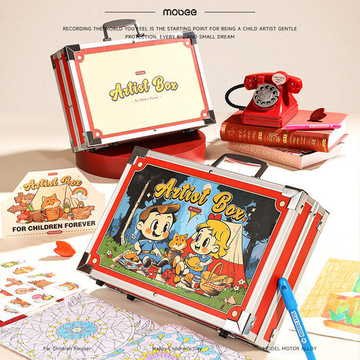【2025六一限定绘画礼盒】mobee摩登小画客 儿童艺术礼盒 61六一儿童绘画套装蜡笔水彩笔 商品图2