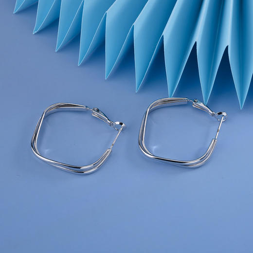 【宏艺珠宝】铂光方韵·银s925耳饰 商品图1