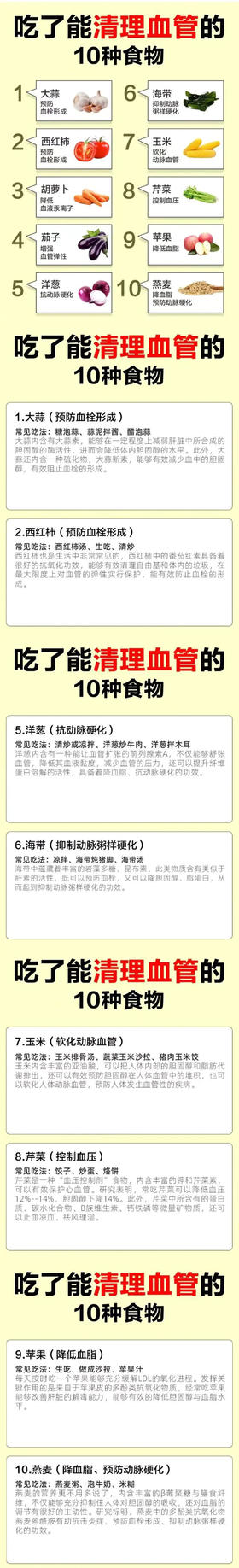 10种帮助清理血管的食物
