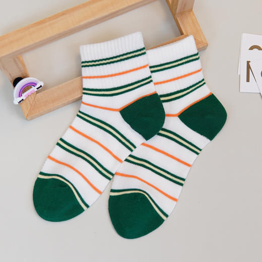 【6双6折】【5-7岁】中童夏季网面薄袜子条纹时尚童袜中筒袜子【2双装 2513208】 商品图2