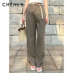 尘衣｜25春夏老钱感条纹卷边长裤