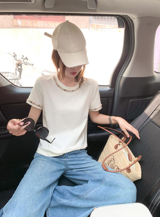 【129元任选2件】现货！立体贝壳刺绣短袖T恤 商品图11