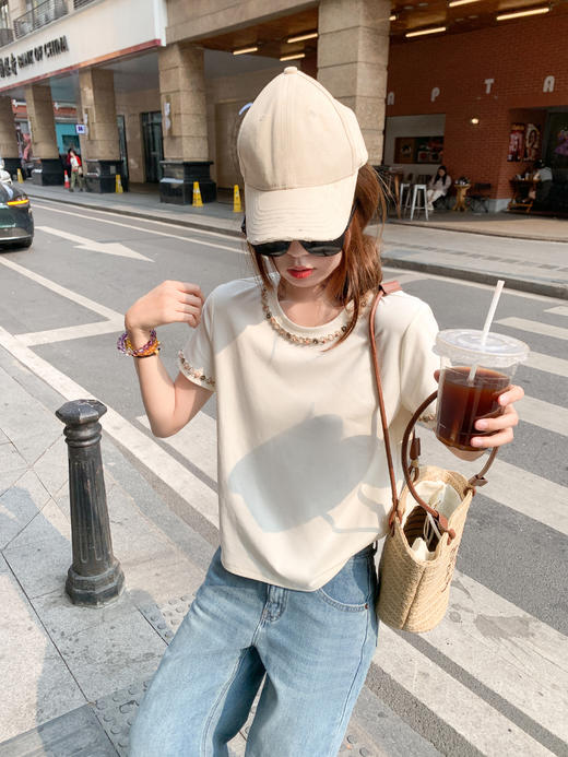 【129元任选2件】现货！立体贝壳刺绣短袖T恤 商品图9