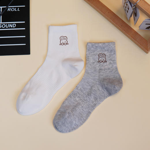 【6双6折】女士春夏网面休闲袜纯色印花薄款运动袜中短筒女袜【2双装 2512101】 商品图0