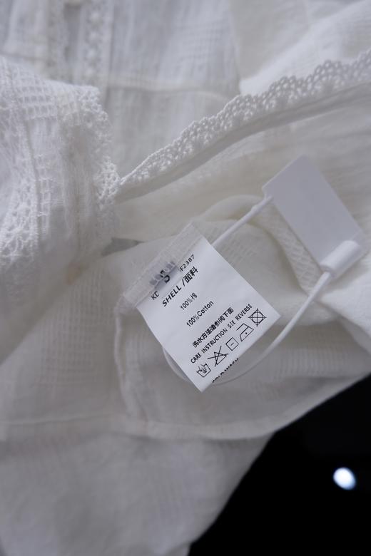 直发【2387】法式泡泡袖100%棉肌理小众设计感V领短袖衬衫 商品图7