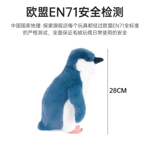 中国国家地理·探索仿真动物毛绒玩偶北极熊海豹企鹅玩具礼盒装生日礼物 小蓝企鹅28cm 礼盒装 商品图2