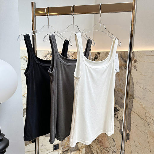 丝滑方领桑蚕丝背心 60S桑蚕丝莫代尔长绒棉混纺女士背心 时尚方领百搭丝滑凉感吊带 商品图2