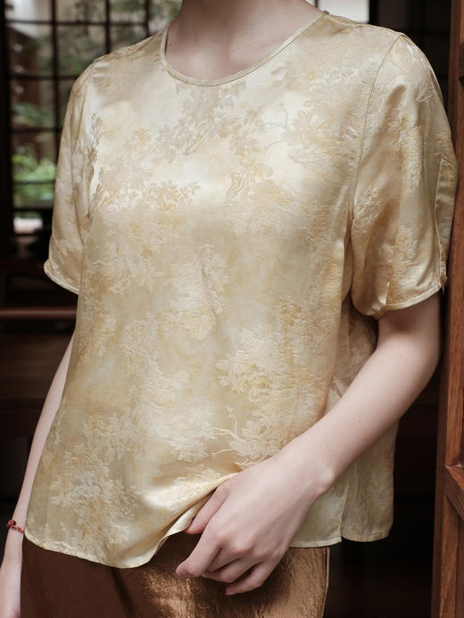 盛唐婧| 新中式真丝炒色圆领上衣 商品图2