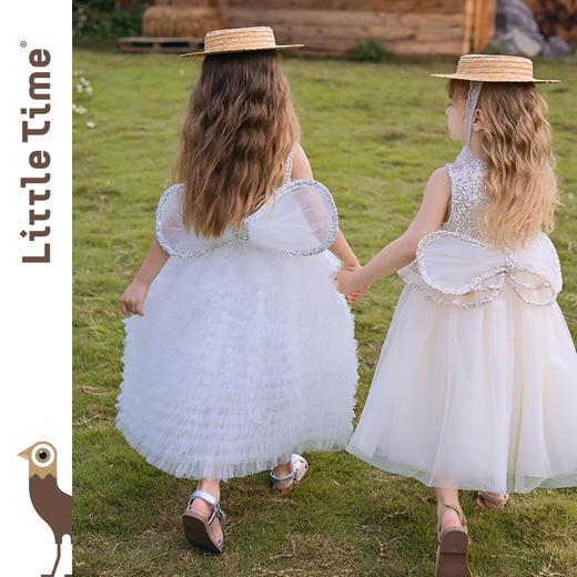 littletime女童连衣裙2025夏新款儿童洋气天使亮片网纱裙生日礼服 商品图4