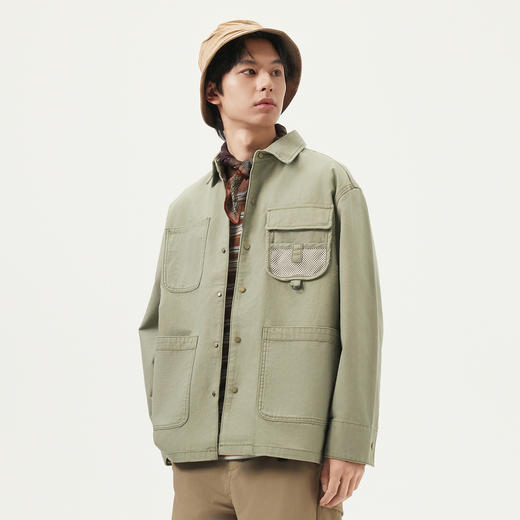gxg.jeans男装 绿色多口袋工装时尚宽松牛仔夹克外套男 25春热卖 商品图1