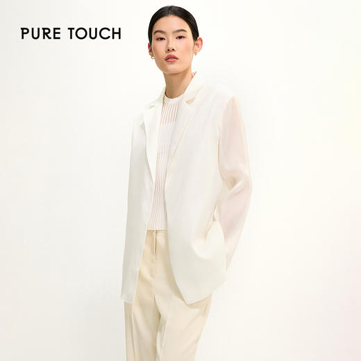 PURE TOUCH优雅白色长款西装外套 1312252130 商品图2