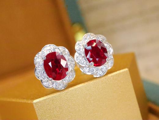 1.02ct刻面红宝石耳钉 商品图1