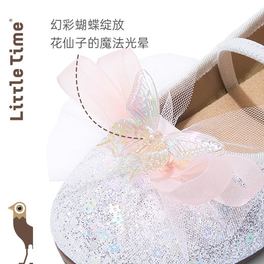 littletime女童鞋2025春新款儿童洋气时尚蝴蝶结公主鞋水晶鞋 商品图1