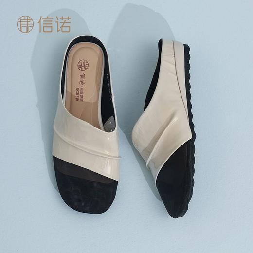 信诺妈妈凉鞋2025新款夏季中老年网纱包头拖鞋女舒适软底透气半拖X5L032-92 商品图8
