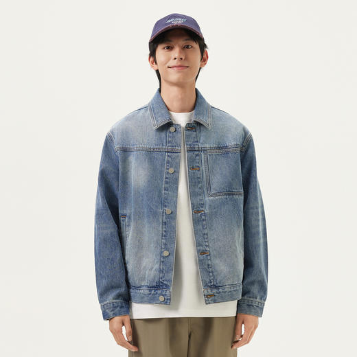 gxg.jeans男装 蓝色复古水洗宽松休闲翻领牛仔夹克外套男25春热卖 商品图1