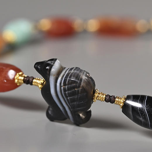 西亚高古缠丝玛瑙飞鸟七彩项链 商品图3