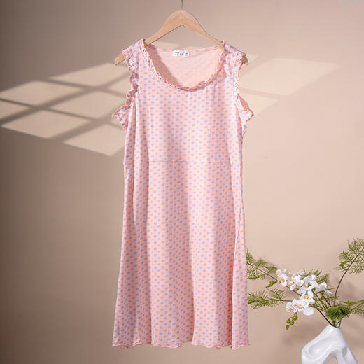 爱帝&温馨品牌女式透气棉夏季薄款短袖印花背心裙 商品图5