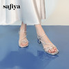 Safiya/索菲娅2025时尚闪钻一字带方头粗跟露趾气质通勤凉鞋 SFD2115418 商品缩略图2