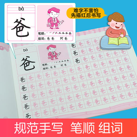 新版全套小手描红天天练学前数字描红1-100儿童练习学前准备幼儿园幼小衔接 手写体拼音汉字笔顺临摹描红练字本字帖3-6岁爱德少儿 商品图2