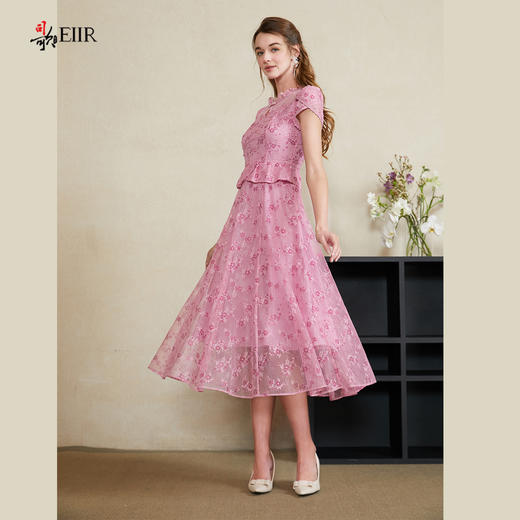 司歌蕾丝假两件收腰连衣裙短袖复古A911245X 商品图4