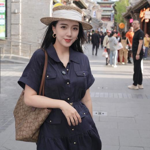 【破价】N°28 夏季法式设计感工装衬衫领连衣裙女中长款束腰显瘦垂感裙子单排扣长裙885252L590/885252L591 商品图2