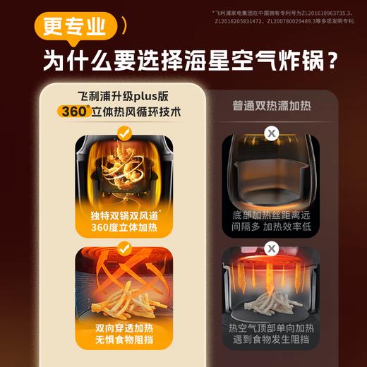 飞利浦海星5系全景天窗可视空气炸锅6.2L大容量 一键智能触控立体热风无油煎炸 NA332 商品图2