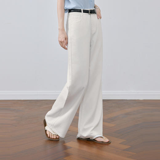 【严选】诗凡黎宝宝柔直筒阔腿轻弹牛仔裤2025夏新款亲肤舒适显瘦薄款长裤7G4350841 商品图3