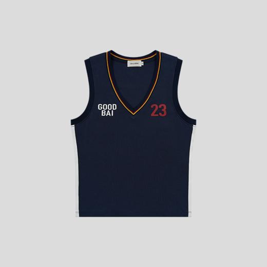 GOODBAI 粗体 23 logo印花彩虹罗纹V领紧身背心 商品图3