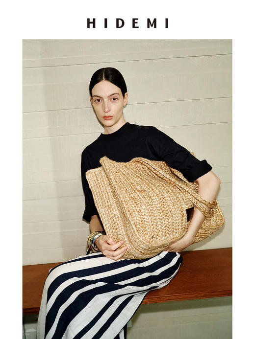 HIDEMI度假系列进口黄麻手工编织亚麻tote托特大包妈咪袋 商品图7