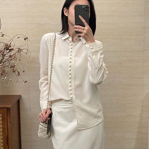 「K」洛诗琳35421法式复古真丝衬衫2025夏季纯色包扣真丝上衣0910 商品图0