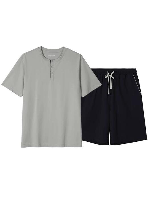 【50S棉聚酯蚕丝混纺】SCHIESSSER德国舒雅男士亨利领时尚家居套装35/24608H 商品图6