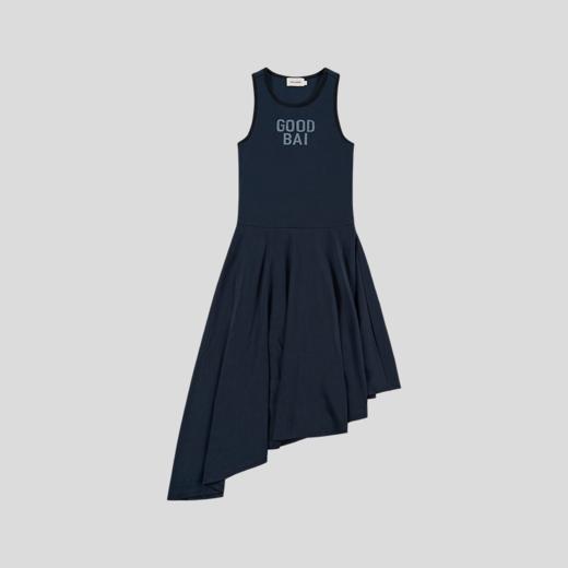 GOODBAI 粗体logo撞色印花拼接不规则下摆工字背心连衣裙 商品图2