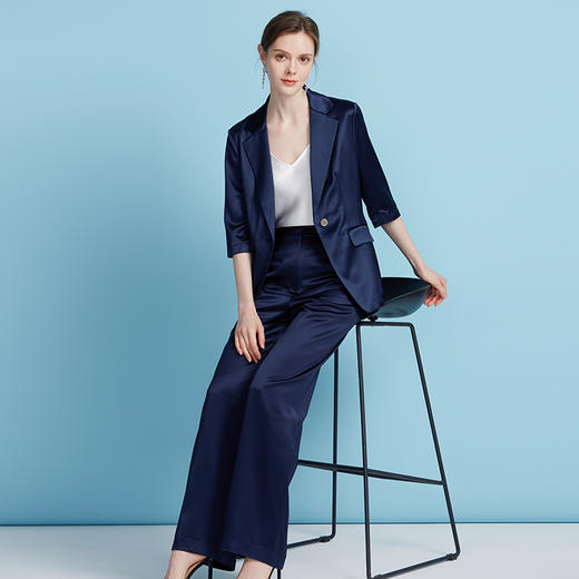 EITIE爱特爱夏季新款通勤纯色五分袖西装外套女7803501 商品图3