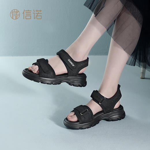 信诺妈妈凉鞋2025新款夏季中老年时尚外穿休闲沙滩鞋厚底舒适女鞋5L506-8 商品图1