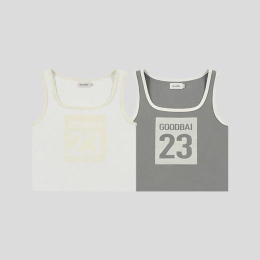 GOODBAI 23编号logo印花低圆领紧身内搭背心 商品图1