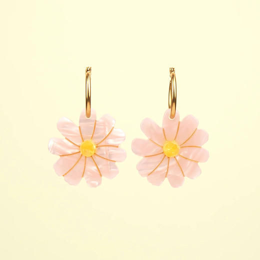 北京仓｜Coucou Suzette-Cosmos-粉色花朵 耳环［法国设计师］ 商品图0