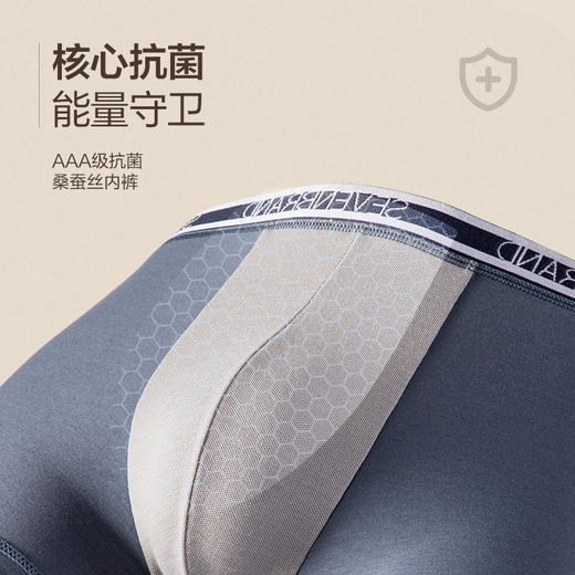 柒牌内裤男四角裤含桑蚕丝夏季薄款透气抗菌男生平角裤短裤3条装	123F70360 商品图2