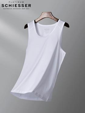 SCHIESSER德国舒雅高端铂雅男士100%埃及丝光棉棉100S圆领背心95/24845V