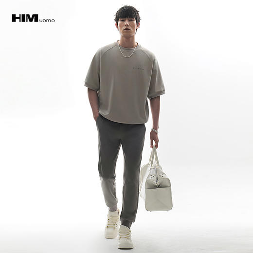 HIM漢崇  潮流简约字母烧花舒适插肩休闲宽松短袖卫衣 2026夏季 商品图0