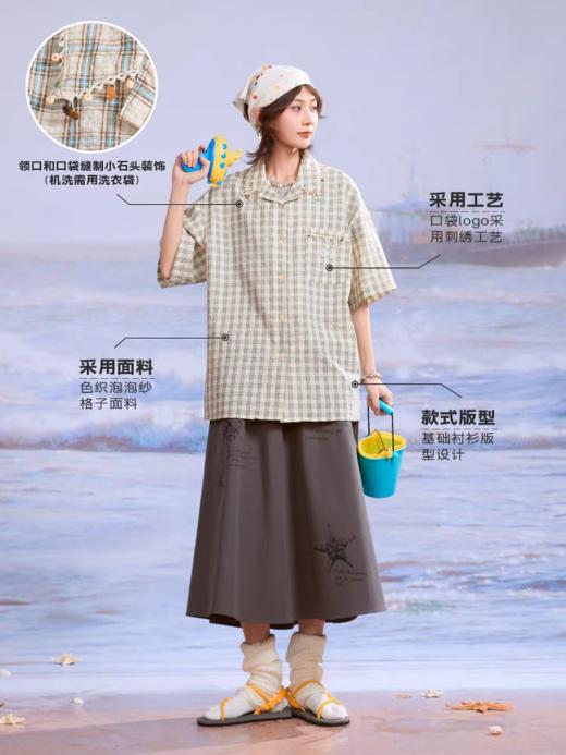 马得工地/MDGDCS252219/古巴领小石头花边短袖衬衫 商品图1