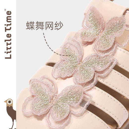 littletime女童凉鞋2025夏新款洋气时尚蝴蝶百搭镂空包头罗马鞋 商品图2