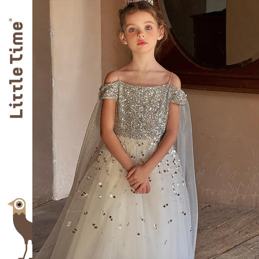 littletime女童连衣裙2025夏新款儿童吊带洋气时尚花童礼服公主裙 商品图1