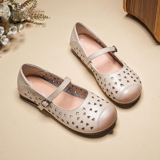 【母亲节礼物】信诺妈妈鞋2025新款夏季真皮中老年单鞋洞洞鞋女款X5L00389 商品图2