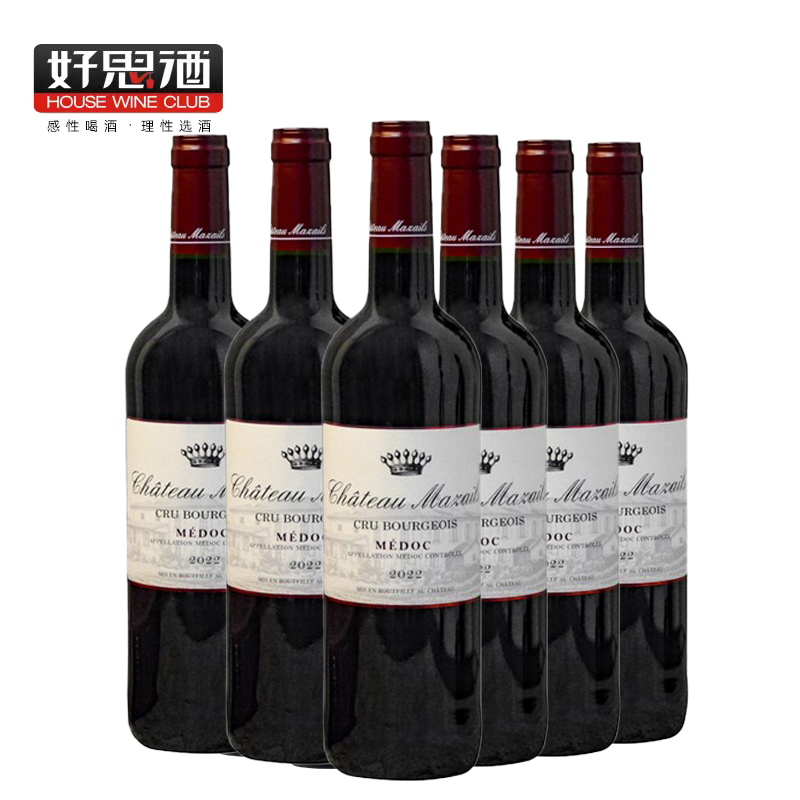 法国梅多克中级庄干红葡萄酒六支装