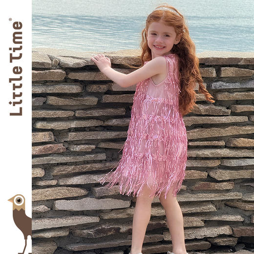 littletime女童连衣裙2025夏新款儿童洋气时尚流苏背心公主裙 商品图3