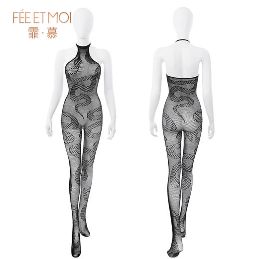 霏慕 蛇来运转透视提花连身网袜ZY20 商品图6