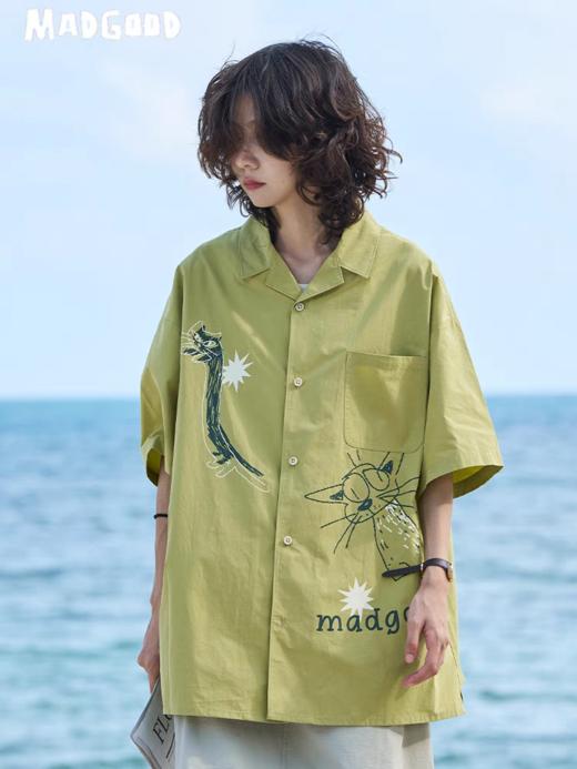 马得工地/MDGDCS240356/手绘小猫古巴领衬衫 商品图0