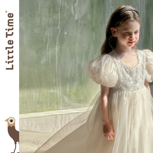 littletime女童连衣裙2025春夏新款儿童洋气时尚重工亮片公主裙 商品图3