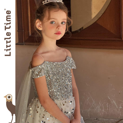 littletime女童连衣裙2025夏新款儿童吊带洋气时尚花童礼服公主裙 商品图2