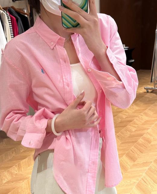 RL芯片款拉夫亚麻马标刺绣老钱风棉麻衬衣 商品图8